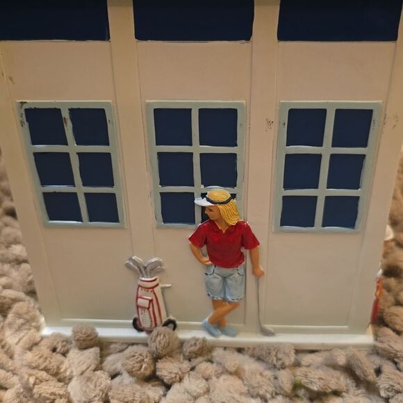 Vintage Golf themed blue white red  tissue box cover golfers clubs cart‎ caddy - Picture 3 of 7